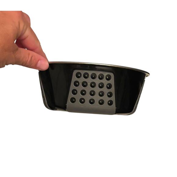 Stainless Steel Set of 2 Dog Bowls Gray Black - Picture 4 of 6